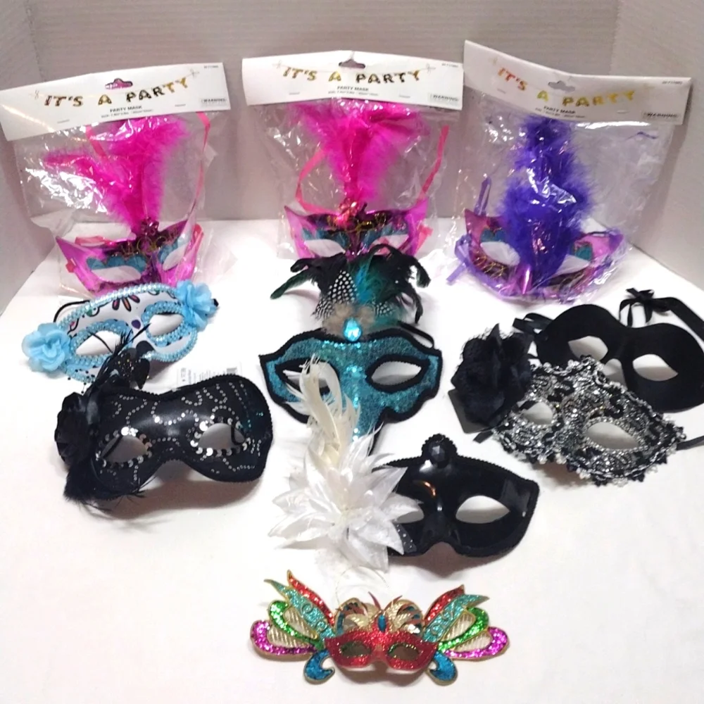 Decorated Masquerade Mask Assorted Lot of 10
